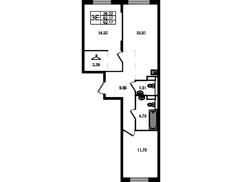 2-комнатная квартира 62.17 м², 2/12 эт., ЖК «Новые Лаврики»